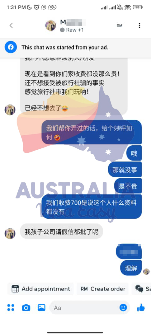 AUSVJ client testimonial screenshot — Australian Visa · 04 Jan 2024