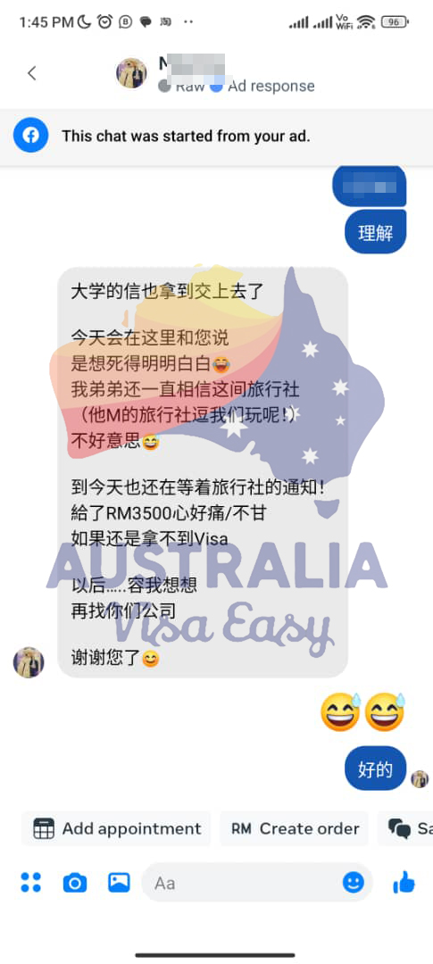 AUSVJ client testimonial screenshot — Australian Visa · 04 Jan 2024