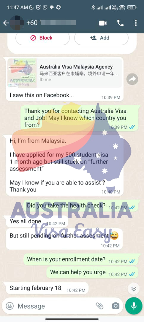 AUSVJ client testimonial screenshot — Australian Visa · 13 Jan 2024