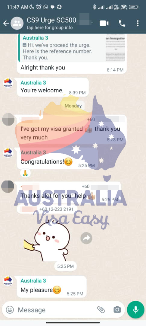 AUSVJ client testimonial screenshot — Australian Visa · 13 Jan 2024