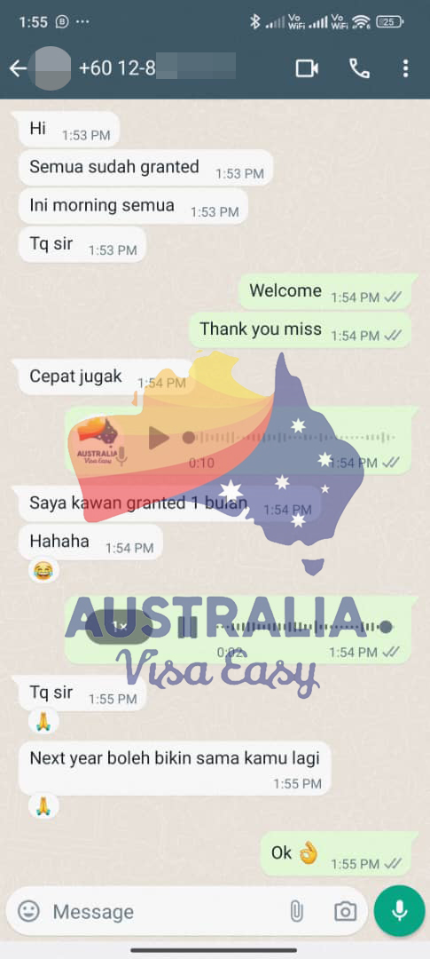 AUSVJ client testimonial screenshot — Australian Visa · 14 May 2024