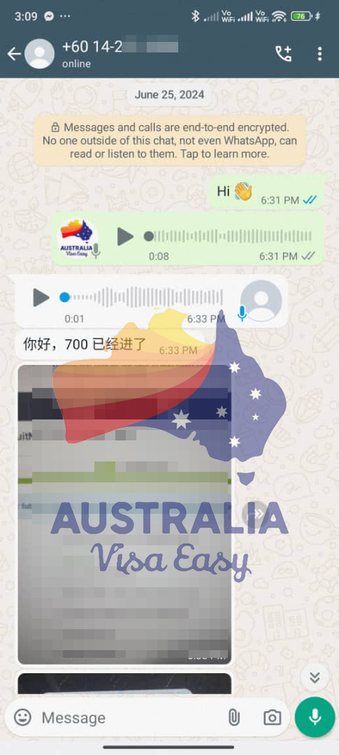 AUSVJ client testimonial screenshot — Australian Visa · 19 Jul 2024