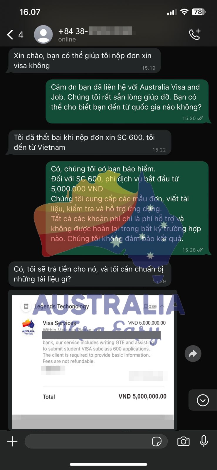 AUSVJ client testimonial screenshot — Visa — Vietnam Client · 08 Aug 2024