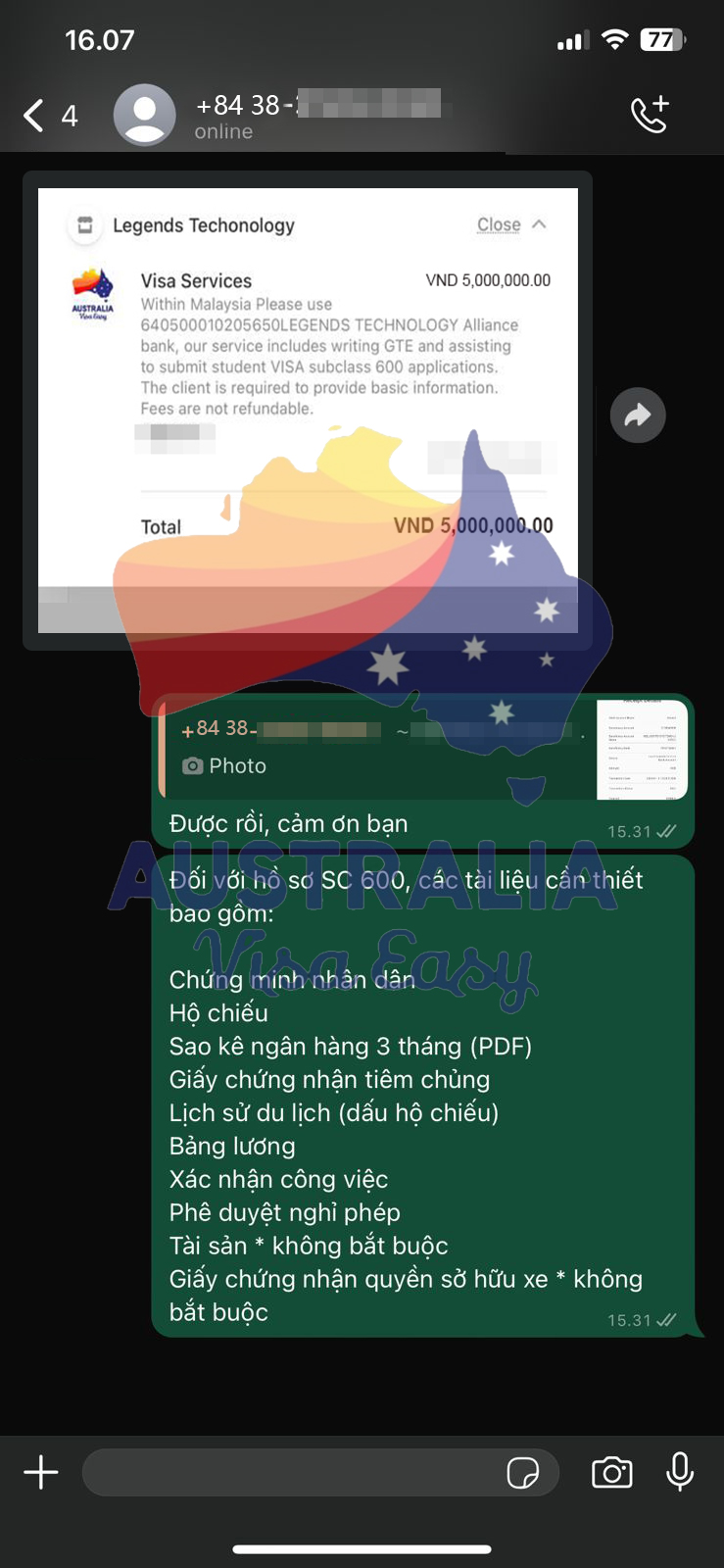 AUSVJ client testimonial screenshot — Visa — Vietnam Client · 08 Aug 2024