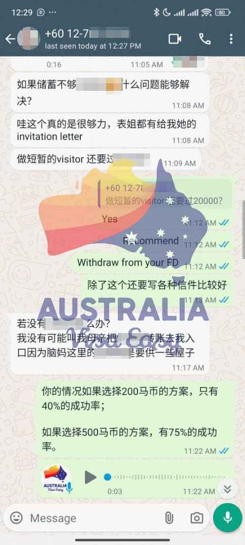AUSVJ client testimonial screenshot — Australian Visa · 21 Aug 2024