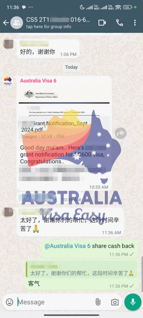 AUSVJ client testimonial screenshot — Australian Visa · 28 Sep 2024