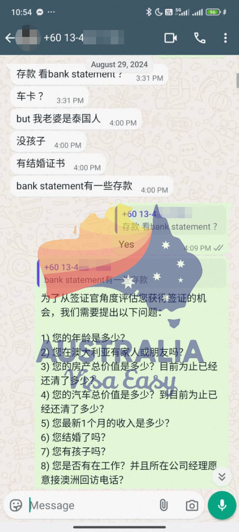 AUSVJ client testimonial screenshot — Australian Visa · 21 Oct 2024
