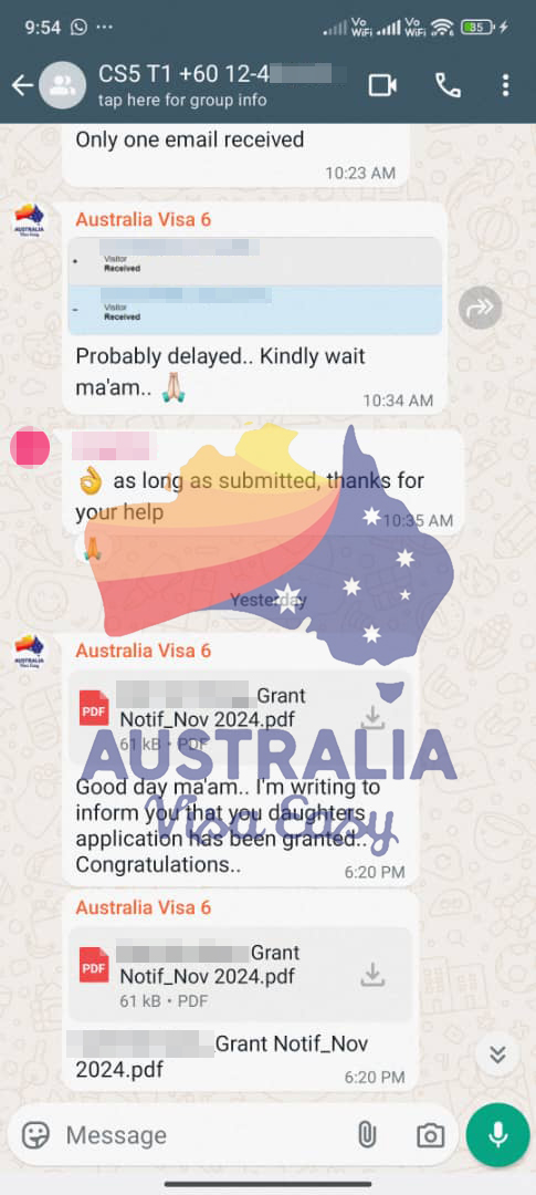 AUSVJ client testimonial screenshot — Australian Visa · 06 Nov 2024