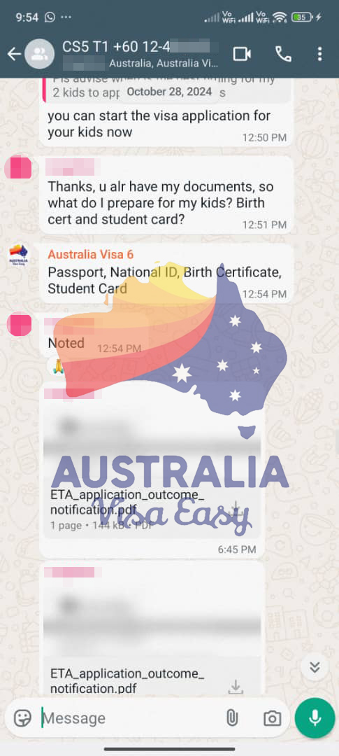AUSVJ client testimonial screenshot — Australian Visa · 06 Nov 2024