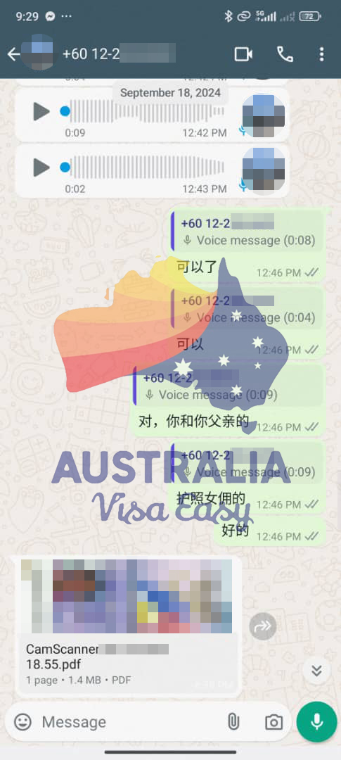 AUSVJ client testimonial screenshot — Australian Visa · 10 Dec 2024