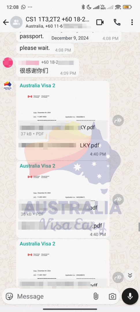 AUSVJ client testimonial screenshot — Australian Visa · 24 Dec 2024