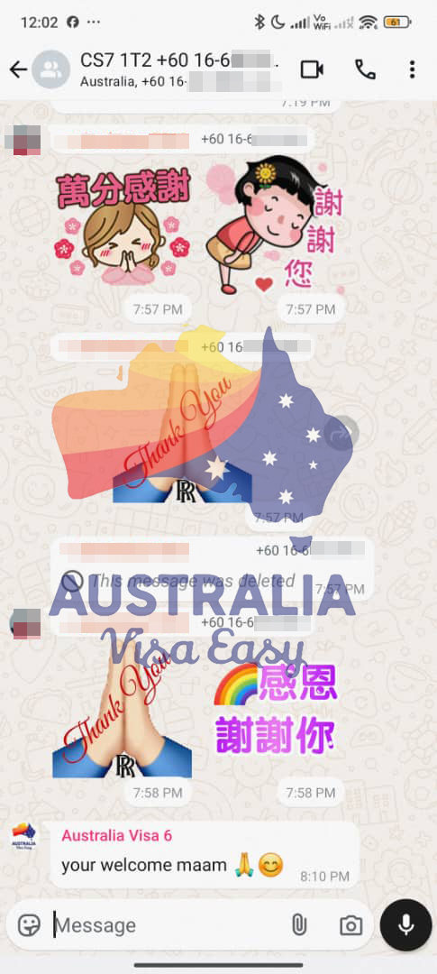 AUSVJ client testimonial screenshot — Australian Visa · 26 Jan 2025