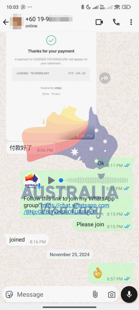 AUSVJ client testimonial screenshot — Australian Visa · 12 Feb 2025