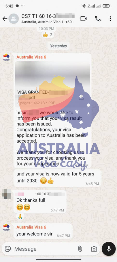 AUSVJ client testimonial screenshot — Australian Visa · 12 Feb 2025