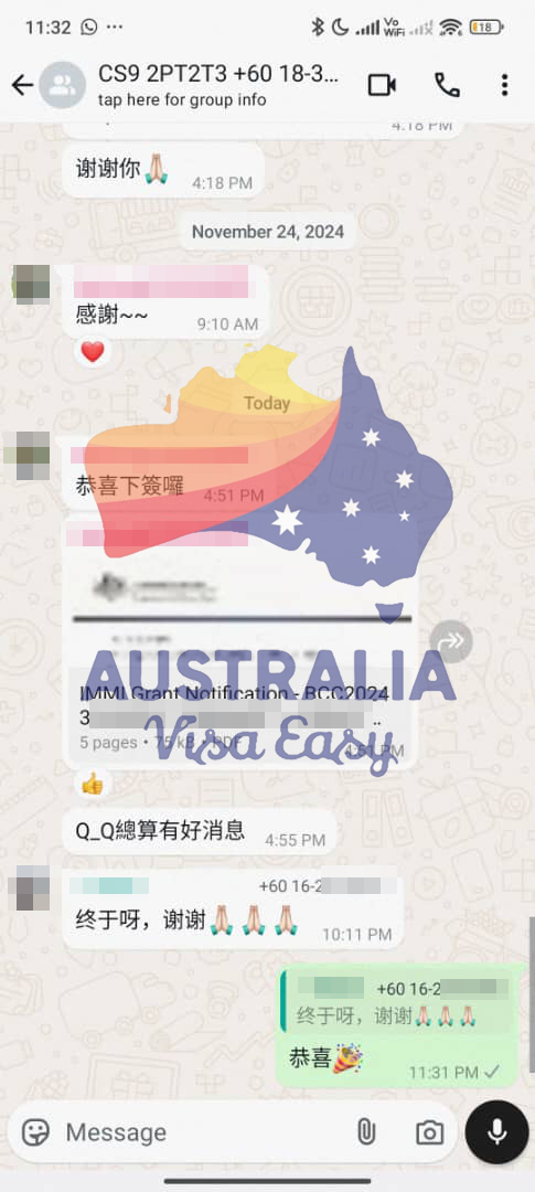 AUSVJ client testimonial screenshot — Australian Visa · 19 Feb 2025
