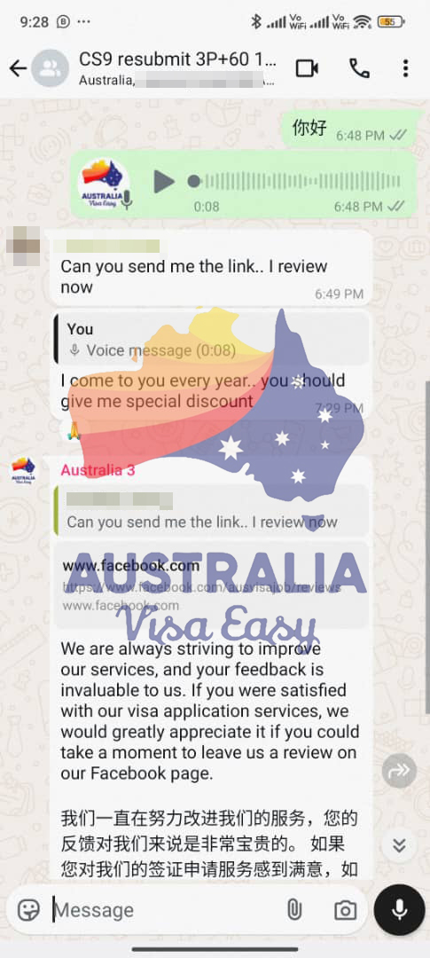AUSVJ client testimonial screenshot — Australian Visa · 13 Mar 2025