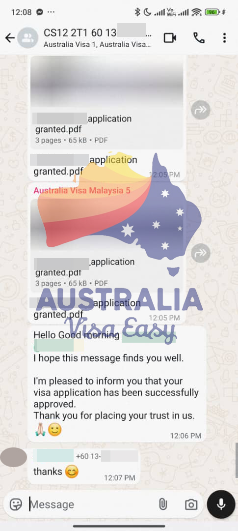 AUSVJ client testimonial screenshot — Australian Visa · 04 Apr 2025
