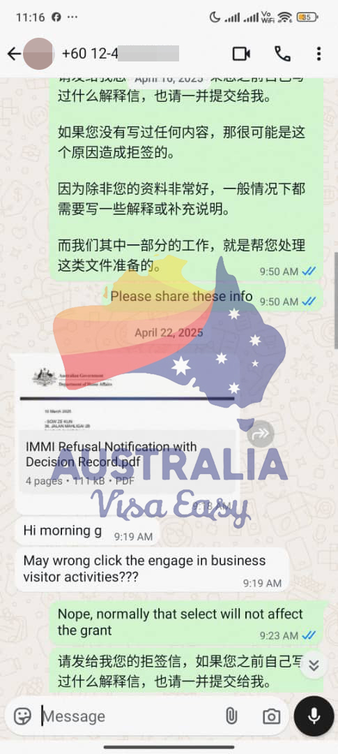 AUSVJ client testimonial screenshot — Australian Visa · 15 May 2025