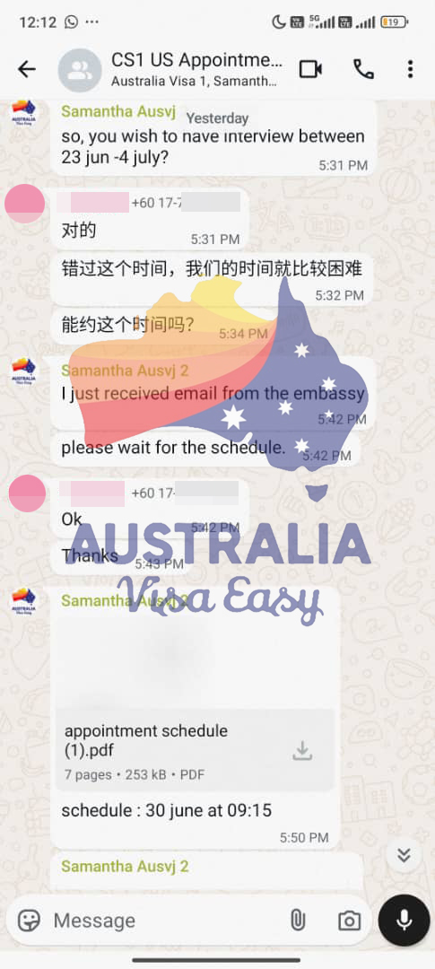 AUSVJ client testimonial screenshot — USA Visa · 20 Jun 2025