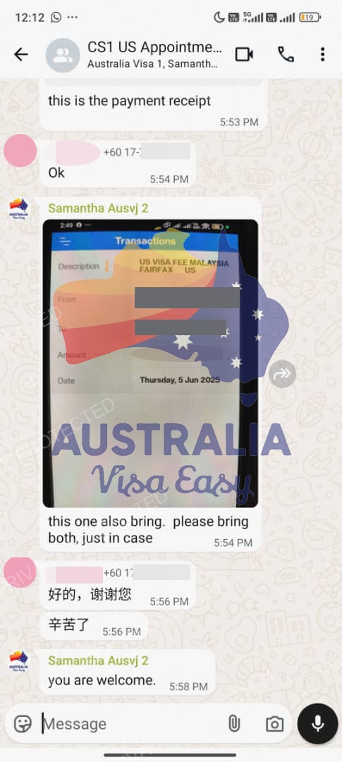 AUSVJ client testimonial screenshot — USA Visa · 20 Jun 2025