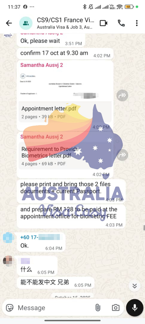AUSVJ client testimonial screenshot — France Visa · 30 Oct 2025