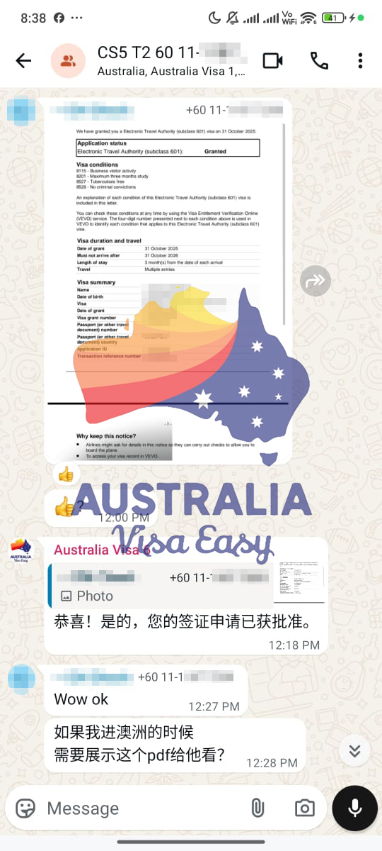 AUSVJ client testimonial screenshot — Australian Visa · 31 Oct 2025