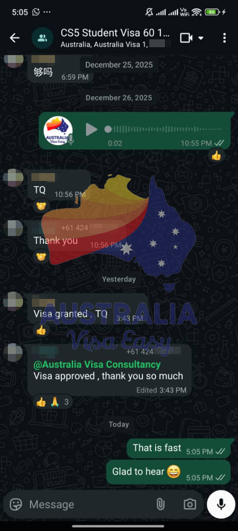 AUSVJ client testimonial screenshot — Student Visa · 06 Jan 2026