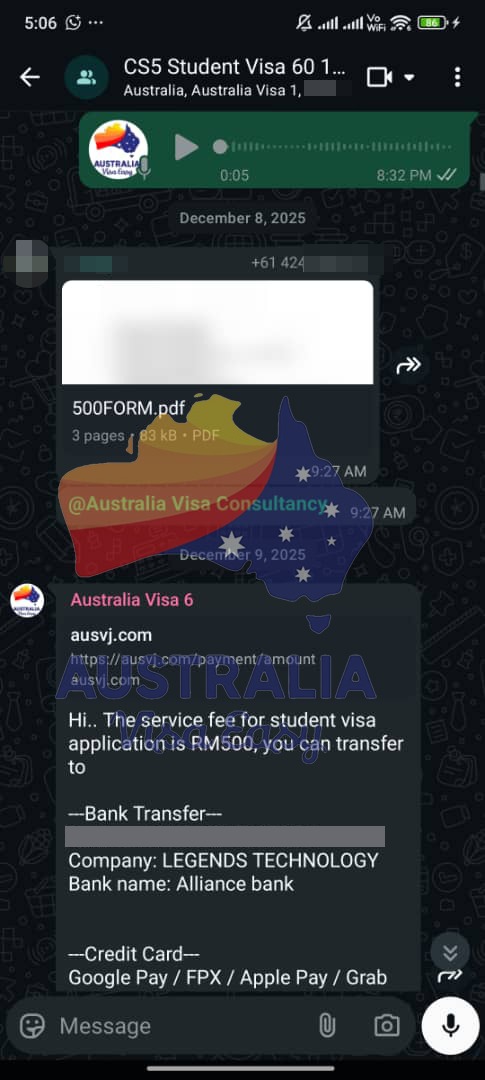 AUSVJ client testimonial screenshot — Student Visa · 06 Jan 2026