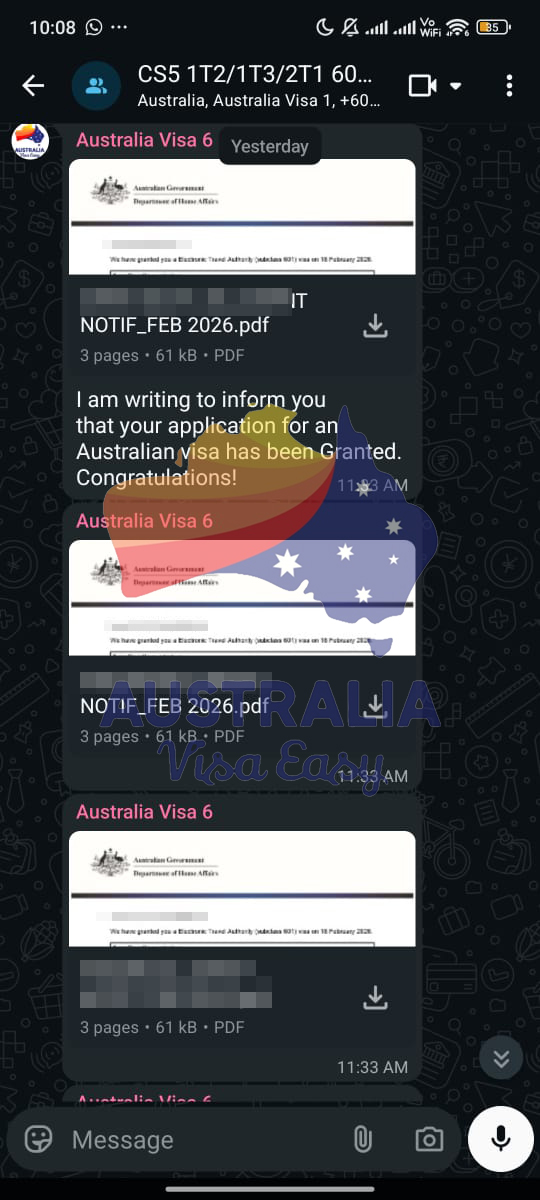 AUSVJ client testimonial screenshot — Australian Visa · 19 Feb 2026