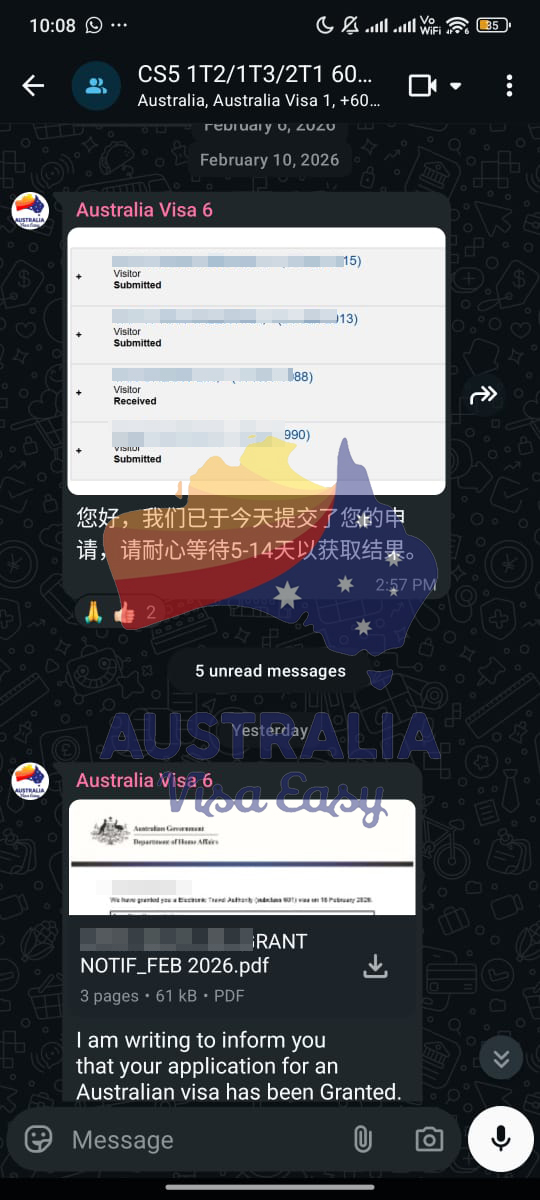 AUSVJ client testimonial screenshot — Australian Visa · 19 Feb 2026