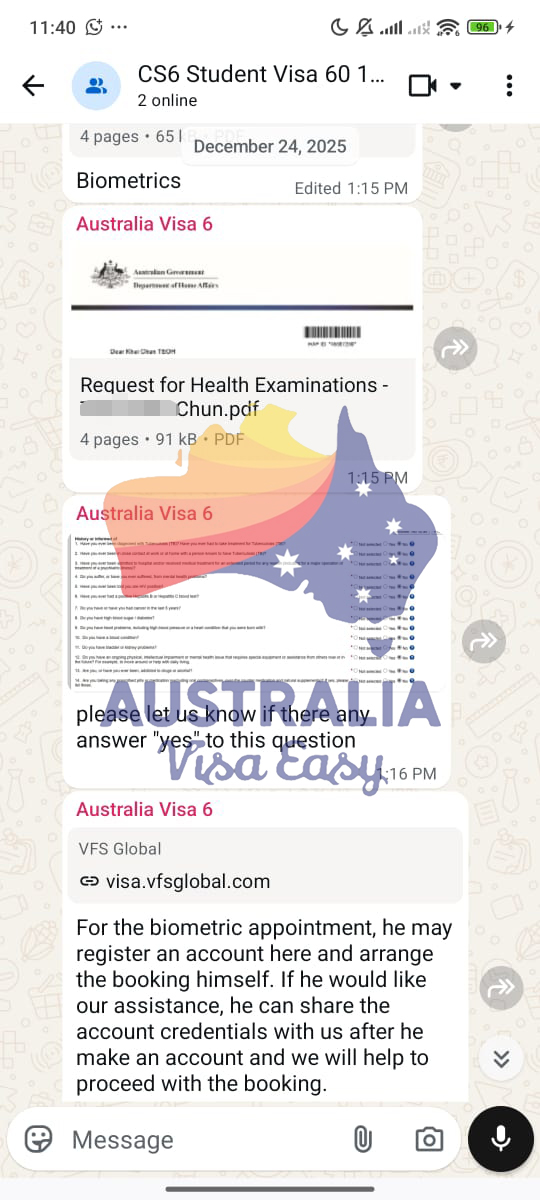 AUSVJ client testimonial screenshot — Student Visa · 24 Feb 2026