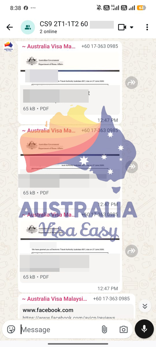 AUSVJ client testimonial screenshot — Australian Visa · 27 Jun 2026
