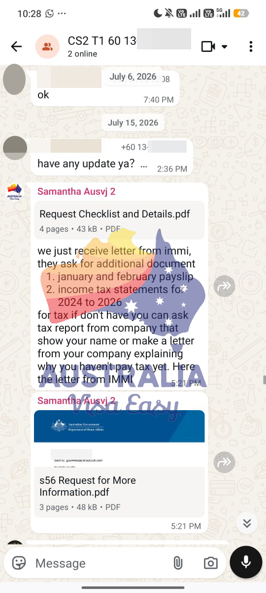 AUSVJ client testimonial screenshot — Australian Visa · 22 Jul 2026