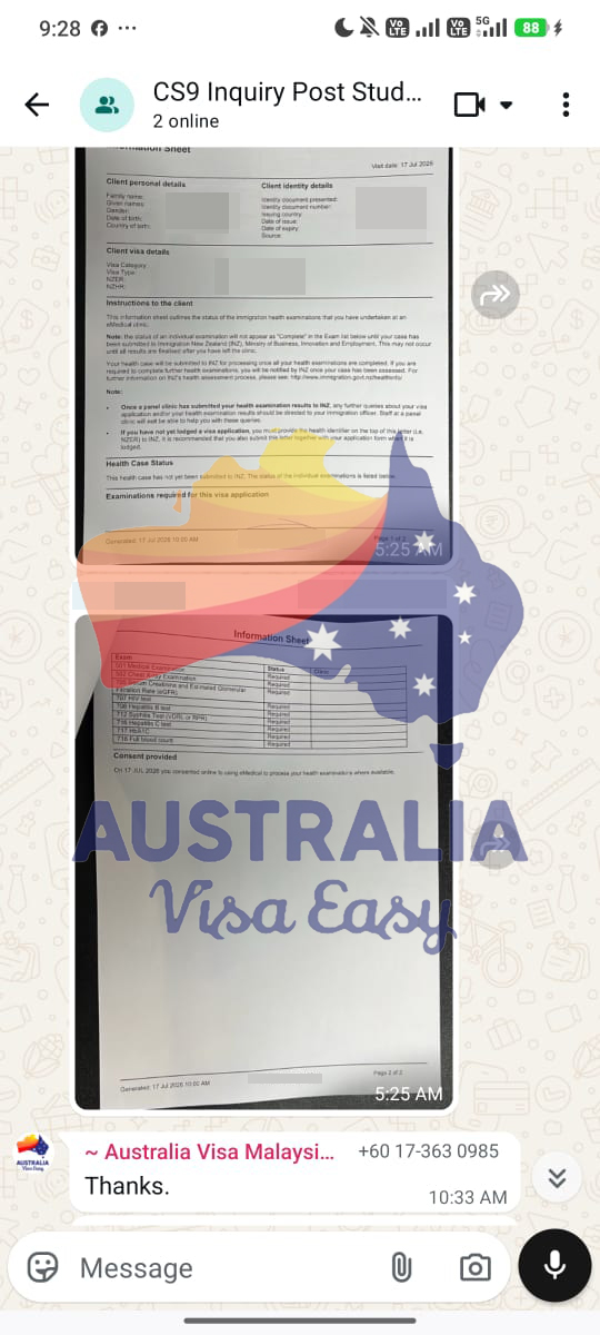 AUSVJ client testimonial screenshot — Post-Study Visa · 11 Aug 2026