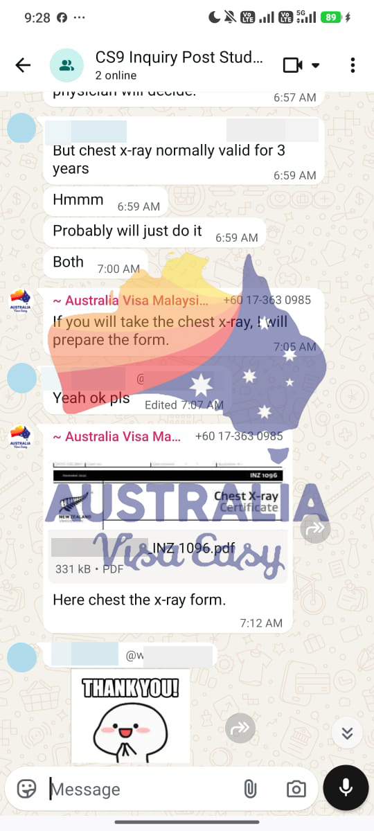 AUSVJ client testimonial screenshot — Post-Study Visa · 11 Aug 2026