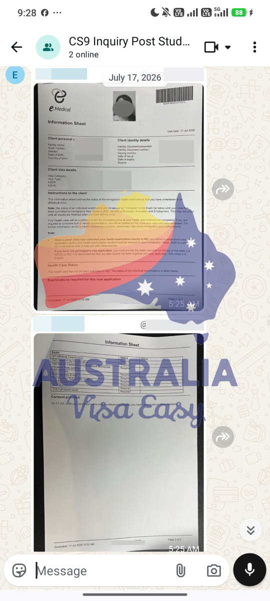 AUSVJ client testimonial screenshot — Post-Study Visa · 11 Aug 2026