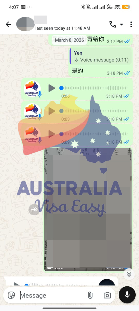 AUSVJ client testimonial screenshot — Australian Visa · 09 Sep 2026